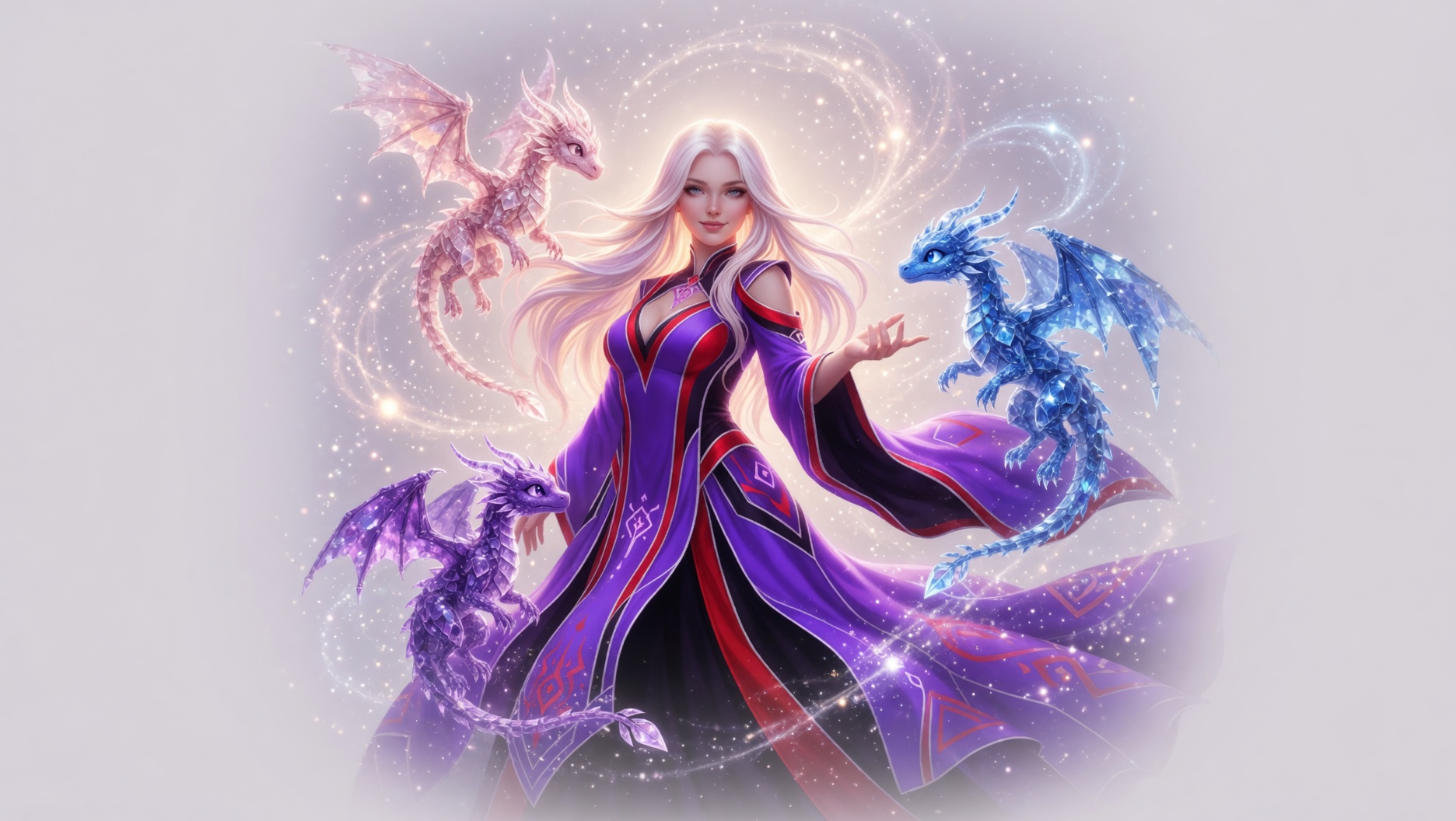 Astryia with dragons coloring book preview.